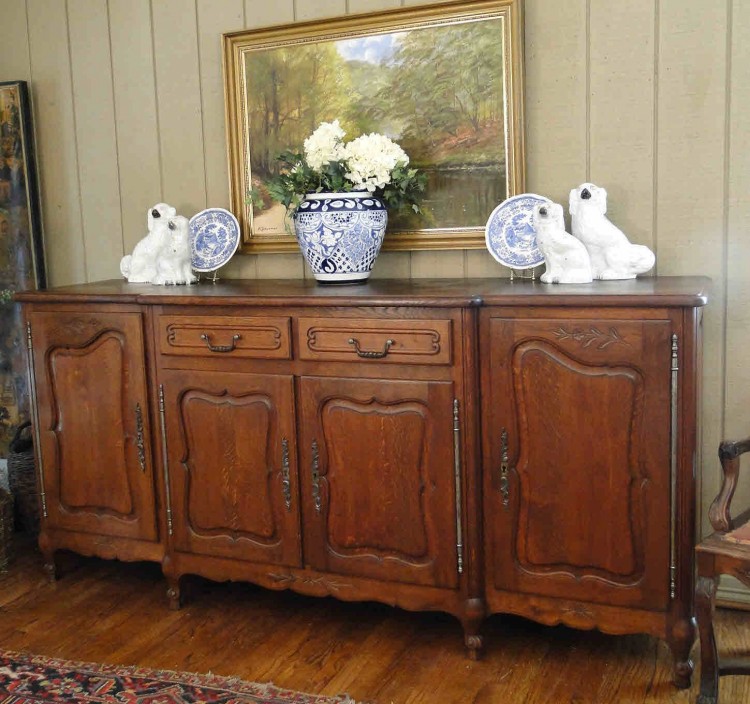 Antique French Country Buffet Sideboard Louis XV Carved Dark