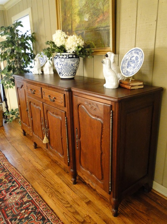 Antique French Country Buffet Sideboard Louis XV Carved Dark